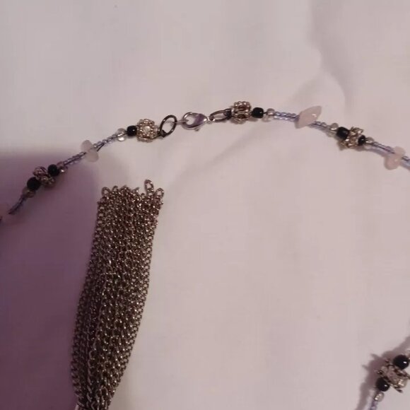 Necklace Earrings and Bangle Lot of 3 Wearable Silver Tone 20" - Picture 6 of 7